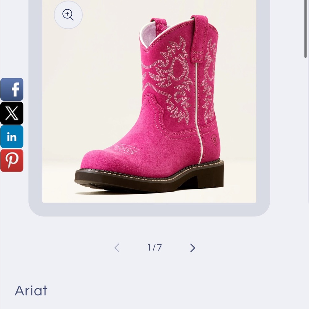 Ariat Bright Pink Suede Girls' Western Boot